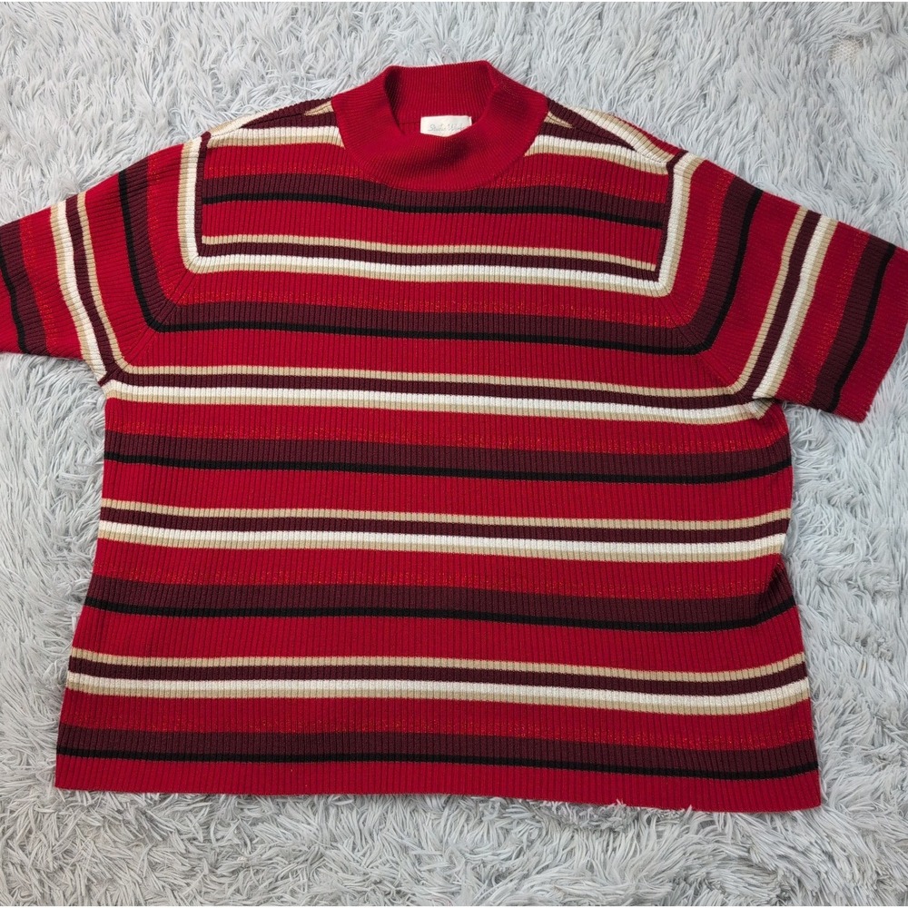 Vintage Studio Works Shirt Womens 2X Red Sparkly Stretch Comfort
